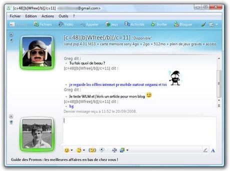Fenêtre de conversation Windows Live Messenger 2009