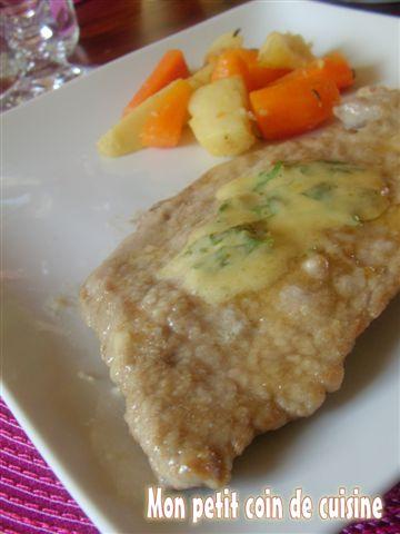 Escalopes de veau au citron, légumes anciens rôtis
