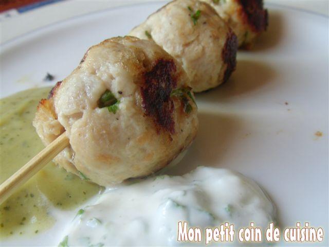 Brochette de boulettes de dinde aux herbes (sans lait de vache)