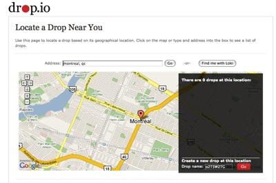 dropio-location Géotagger vos fichiers avec drop.io Location