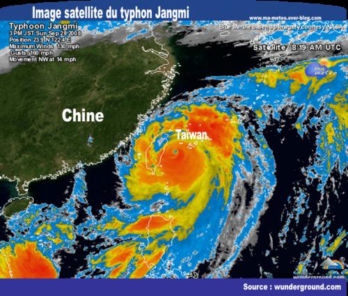 Le typhon Jangmi touche Taïwan,menace le Fujian et le Zhejiang (Chine)