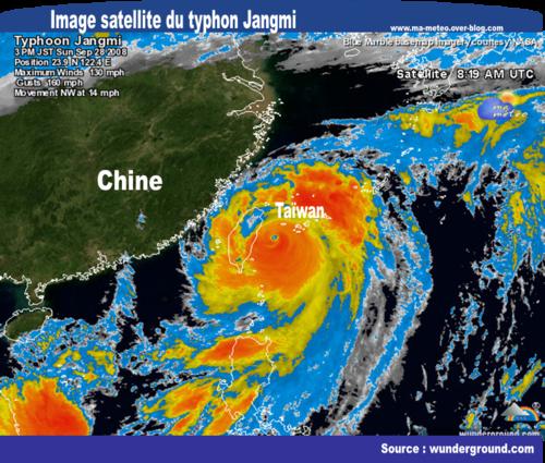 Le typhon Jangmi touche Taïwan,menace le Fujian et le Zhejiang (Chine)