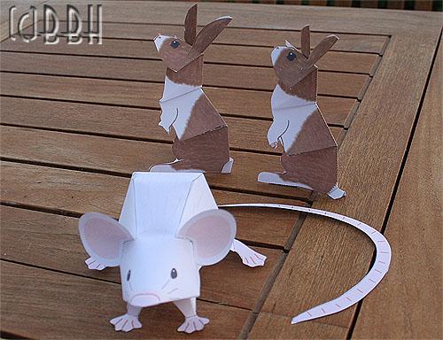 paper toys jouets de papier souris lapin