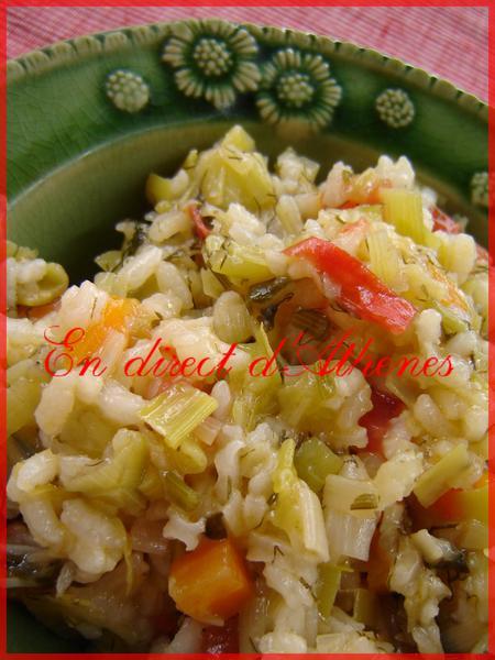 LEGUMES : Prassorizo ou riz aux poireaux