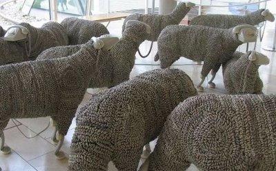 Des moutons en fil de téléphone