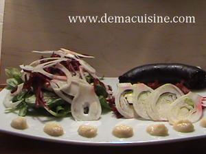 Salade de betterave et fenouil crus et boudin noir