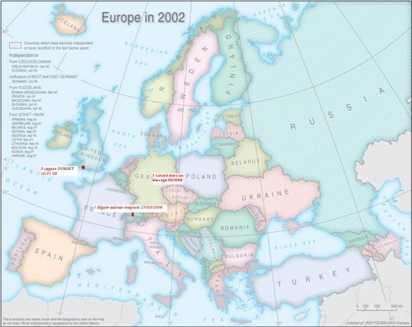 mise à jour carte foyer H5N1 en EUROPE.