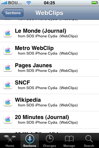 Les WebClips de SOSiPhone dans Cydia
