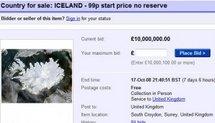 Islande, pays en faillite, en vente sur ebay