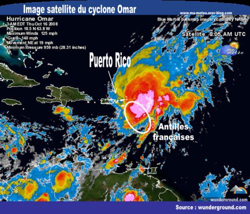 Image satellite du cyclone Omar