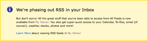 Feeds Fin des Flux RSS sur Yahoo Mail