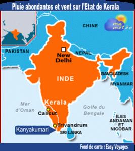 [Inde] Etat de Kerala : pluies abondantes et vents violents