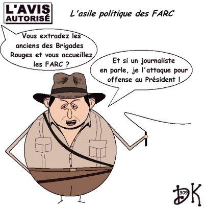 Tags : FARC, guerillero, Oscar Tulio Lizcano, Ingrid Bétancourt, otage, Nicolas Sarkozy, asile politique, Marina Petrella, Carla Bruni-Sarkozy pas nue, Brigades Rouges, années de plomn en Italie, Cesare Battisti,UMP, gouvernement, Urribe, Colombie, médias complaisants ou incompétents, l'avis autorisé, dessin humoristique, gag, humour