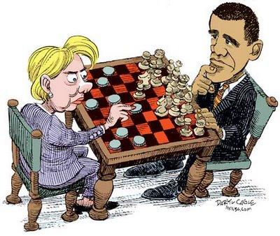 Barack Obama face à Hillary Cllinton lors des primaires démocrates