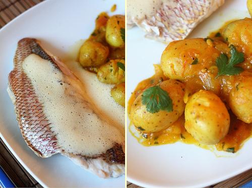 Sauce mousseuse & patates parfumées