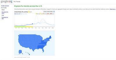Google Flu Trends - Carte de l'Evolution de la Grippe aux USA