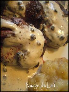 Aiguillettes de Canard, sauce Poivre Vert