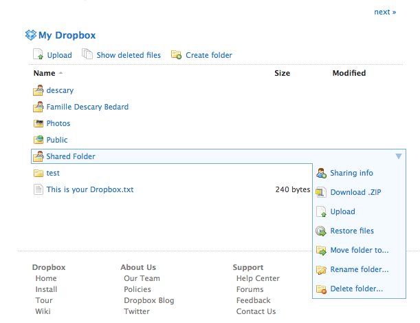 dropbox Mise à jour de l’interface Web de Dropbox