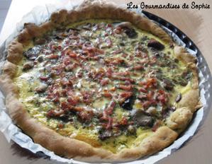 Quiche aux pleurotes, lardons et cerfeuillade