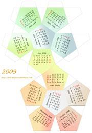 Calendrier 2009 à fabriquer : patron de dodécaèdre à imprimer Calendrier 2009 à fabriquer : patron de dodécaèdre à imprimer