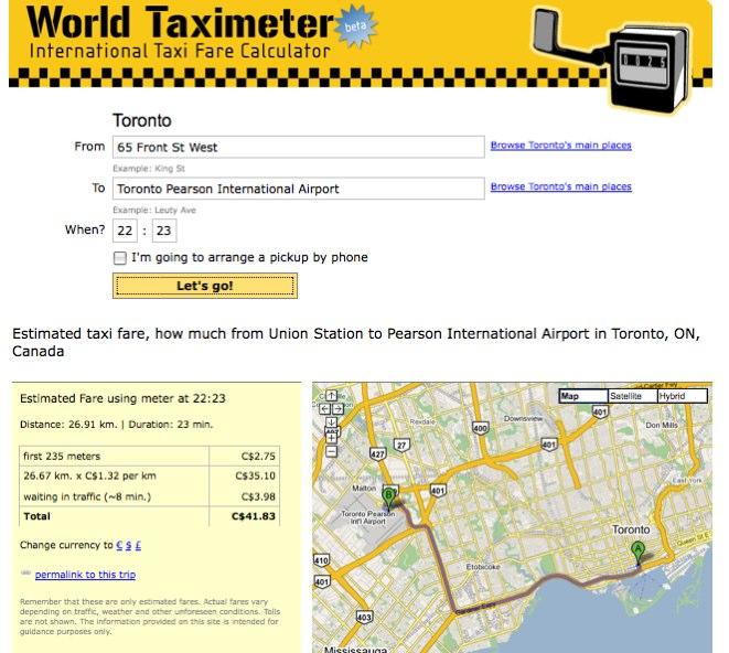 world-taximeter Calculez le coût d’une course en taxi avec World Taximeter 