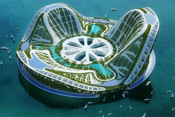 Image de synthèse du projet de ville flottante par l'architecte franco-belge Vincent Callebaut. | LILYPAD