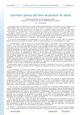 Prisons : premières recommandations du CGLPL (maison d’arrêt de Villefranche)