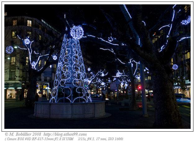 Décoration et illumination de Noël à Genève, post tenebras lux