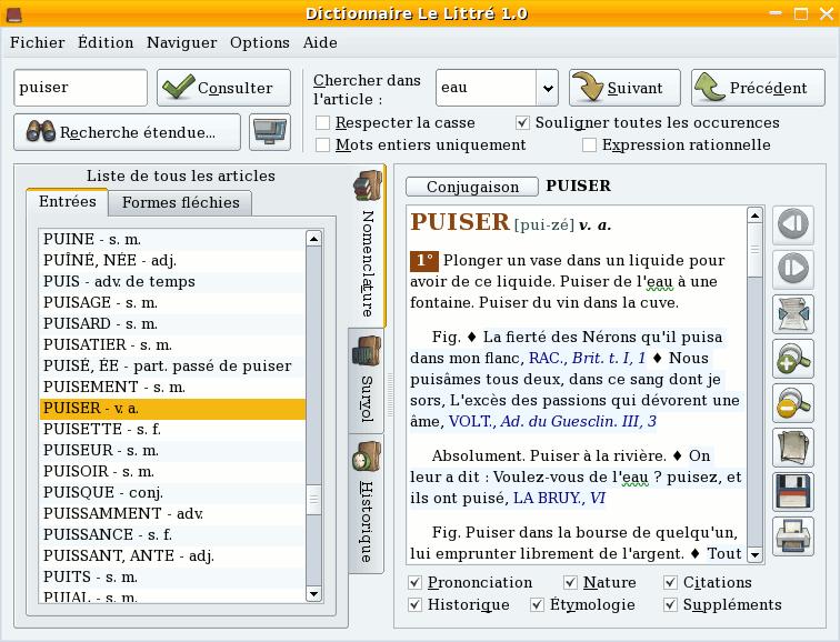 «Dictionnaire Le Littré», logiciel à source ouverte, version 1.0