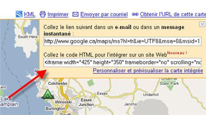 Google Maps vous offre un code d’insertion!