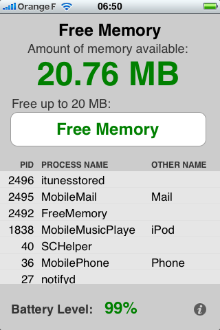 Free Memory - Gérer la mémoire de votre iPhone (App Store)