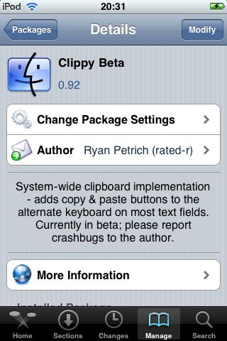 Copy/Paste pour iPhone/iPod Touch jailbreaké