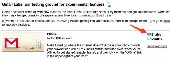 gmail-hors-connexion GMail Offline fonctionne sur la version française de GMail