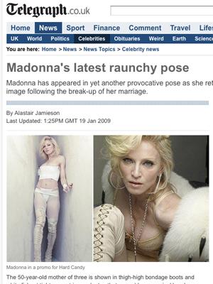 Des photos non retouchées de Madonna diffusées sur Internet