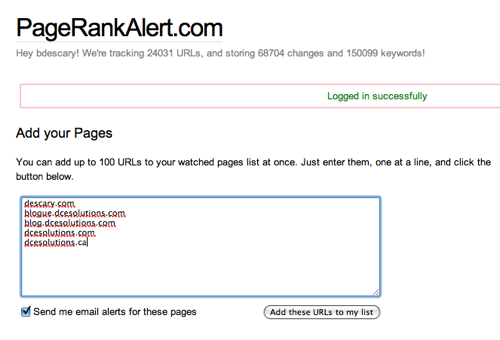 pagerankalert Recevez des alertes de Page Rank par courriel avec PageRankAlert