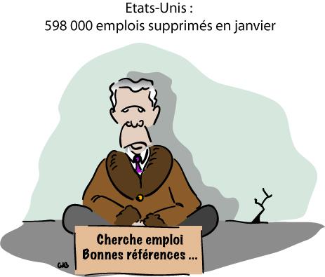 Etats-Unis : 598 000 emplois supprimés en janvier