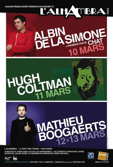 Mathieu Boogaerts, Albin de la Simone et Hugh Coltman à l'Alhambra