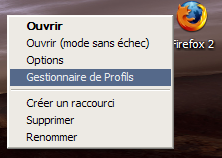 firefox raccourci profil