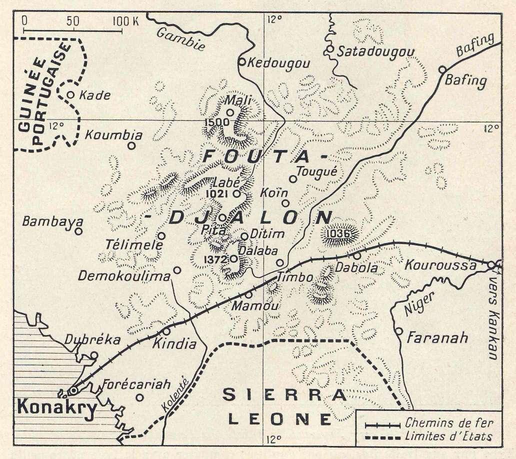 Carte ancienne du Fouta Djallon