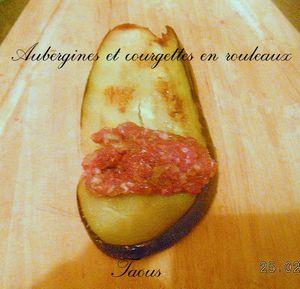 Aubergines et courgettes en rouleaux farcis