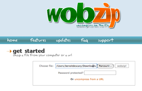 wobzip Décompressez vos fichiers en ligne avec WobZip