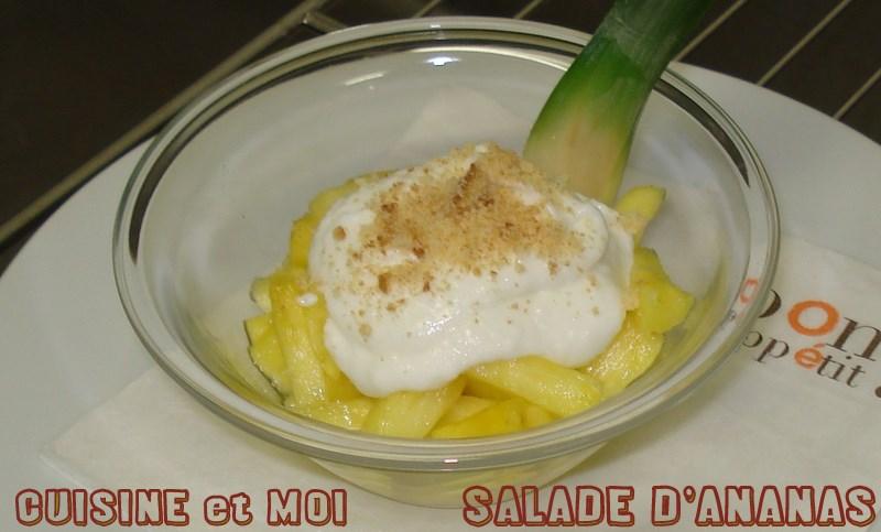 Salade d'ananas et mousse coco