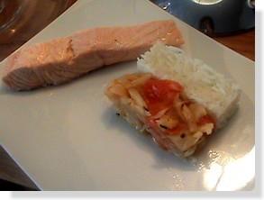 Filet de saumon, fenouil braise a la tomate