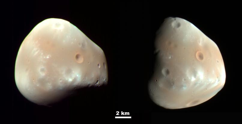 Deimos photographié de prés par Mars Reconnaissance Orbiter