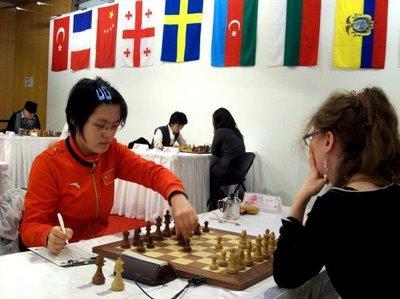 La joueuse d'échecs chinoise Hou Yifan a annulé hier face à Marie Sebag © photo ChessBase 