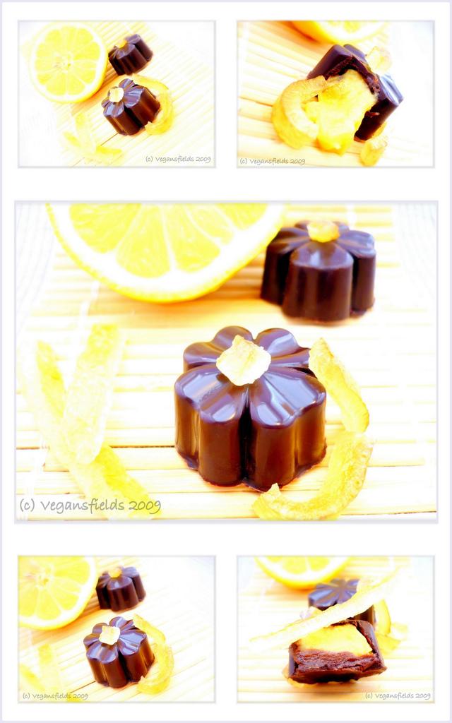 Chocolats de Pâques 2, Lemon Curd, ganache choco-vanille (vegan)