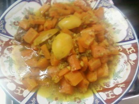 Tajine de veau aux carottes et citron confit