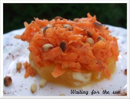 ≈ salade de carottes À l'orange et À la cannelle, croquant de pignons  ≈