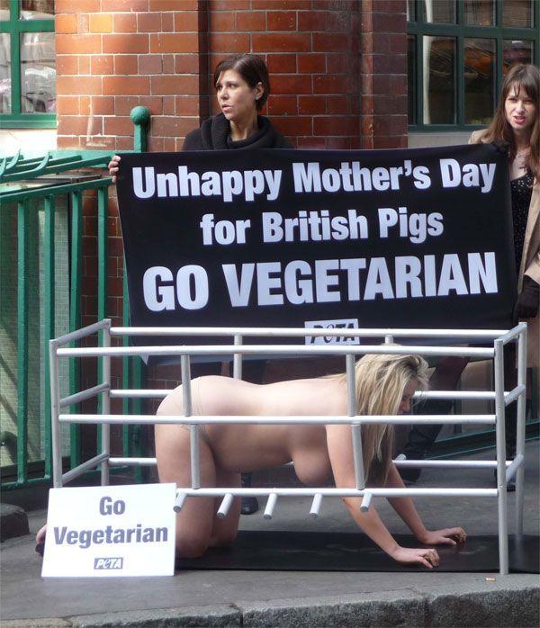Des femmes enceintes nues pour la PETA à Londres