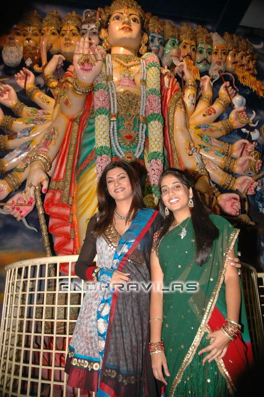 Sushmita at a temple to release a cassette